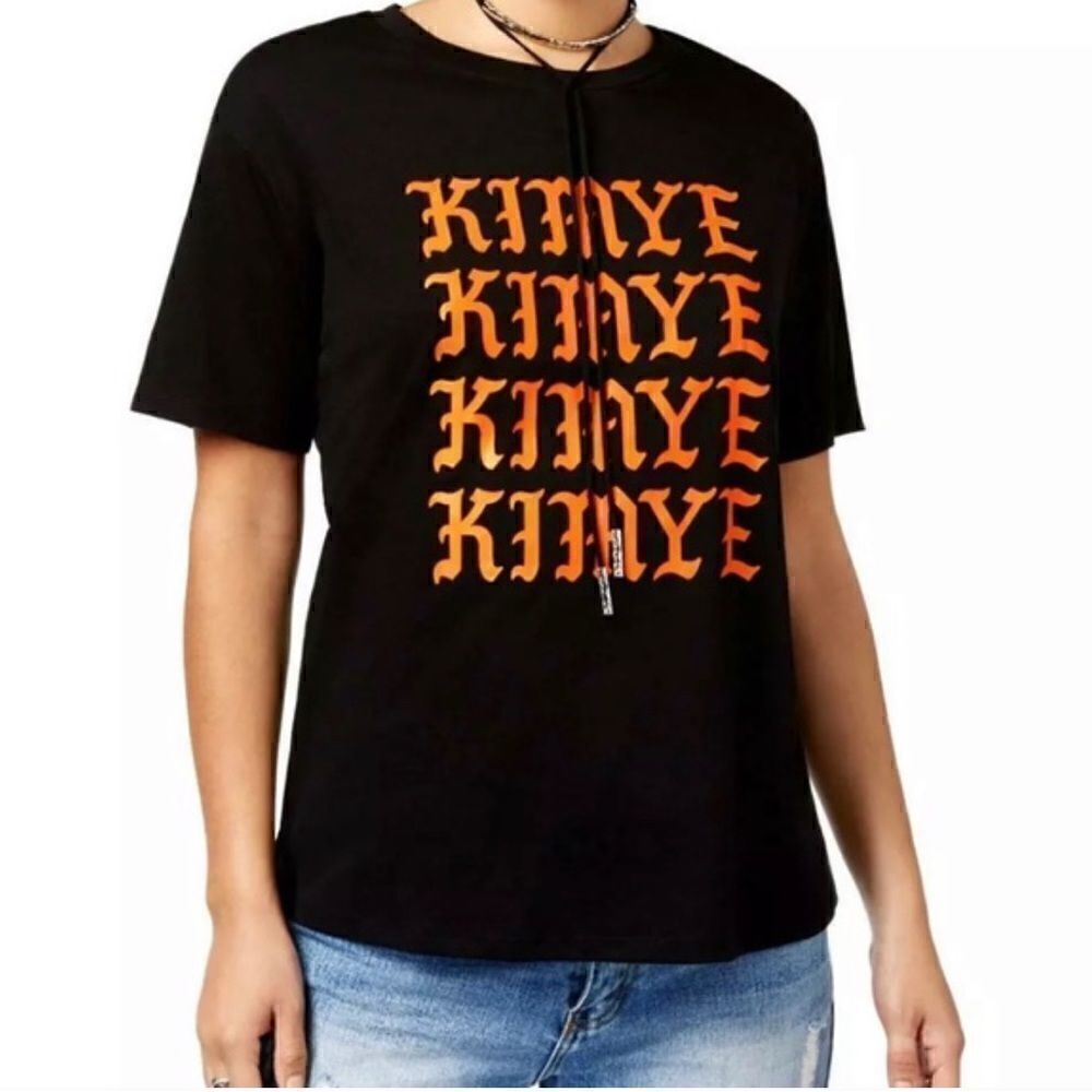 New! 2-KUHL- KIMYE Graphic Tee Shirt, Black & Orange Crew Neck Medium